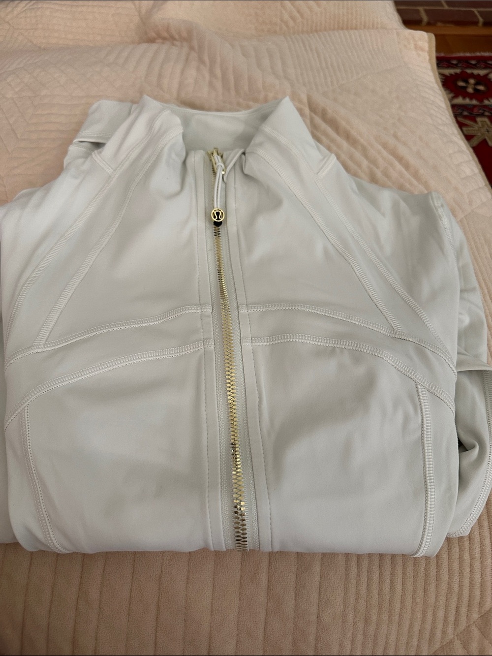 Light Cream Full-Zip Women's Jacket with Gold Hardware